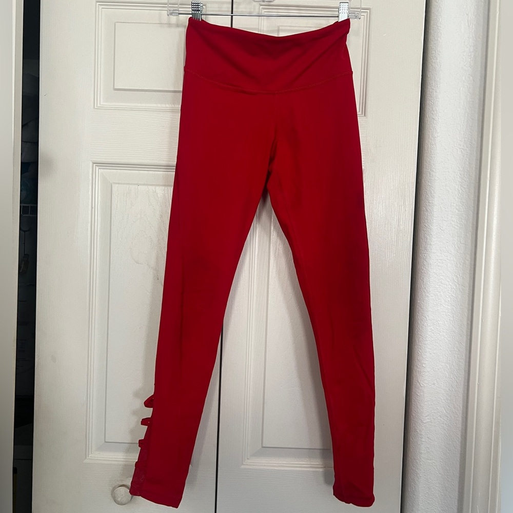 Victorias Secret Workout Leggings Red Mid Rise Mesh